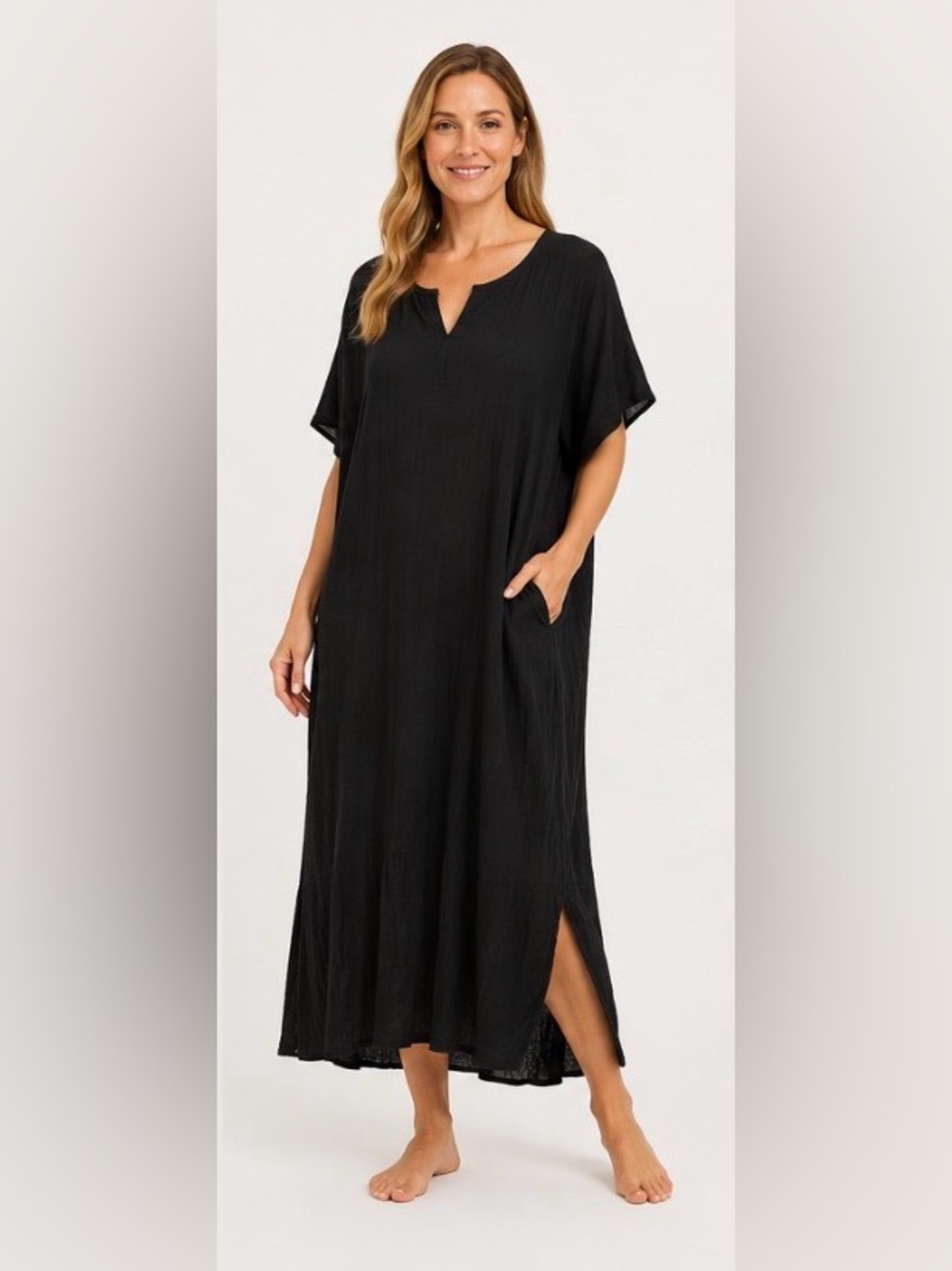 Raviya Black Short-Sleeve Swim Coverup maxi Dress NWT SIZE 1X